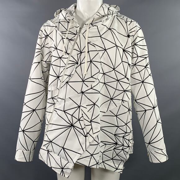 S White Black Geometric Deconstructed Hoodie Jacket - Picture 1 of 6